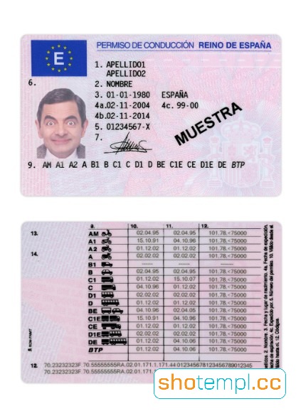 Spain Driver License PSD Template V2
